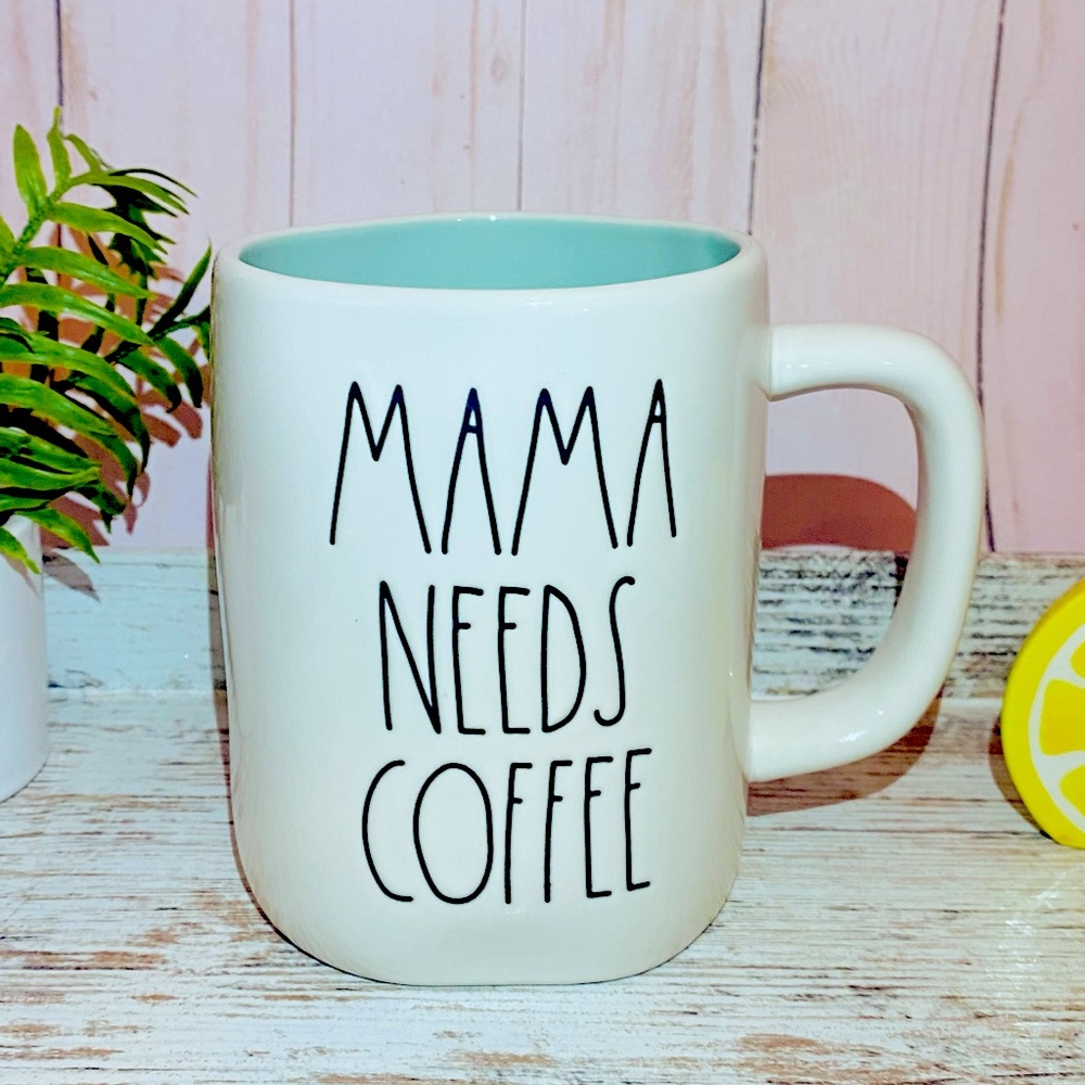 Rae Dunn MAMA NEEDS COFFEE mug blue interior - Picture 1 of 6